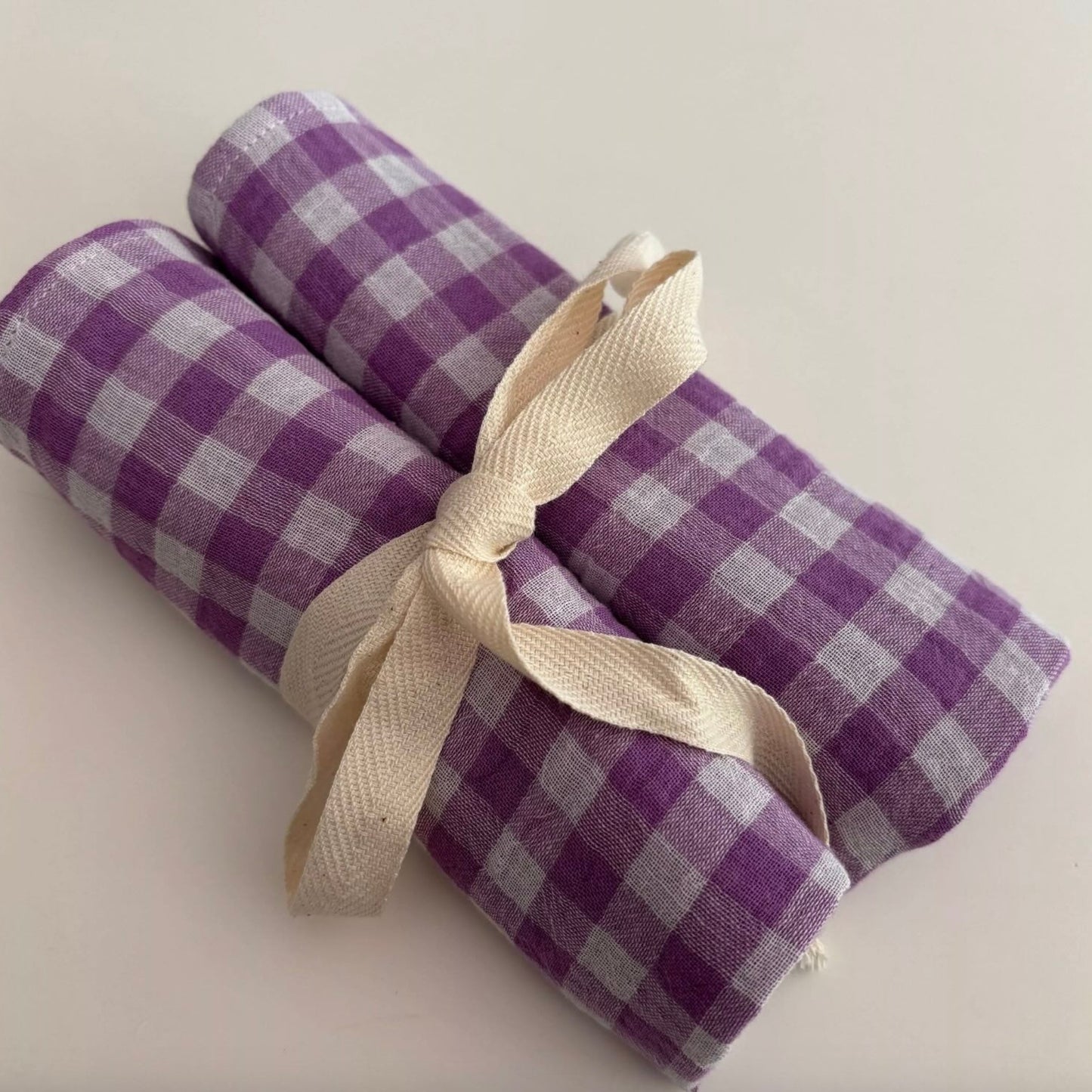 2 essuie-mains vichy violet