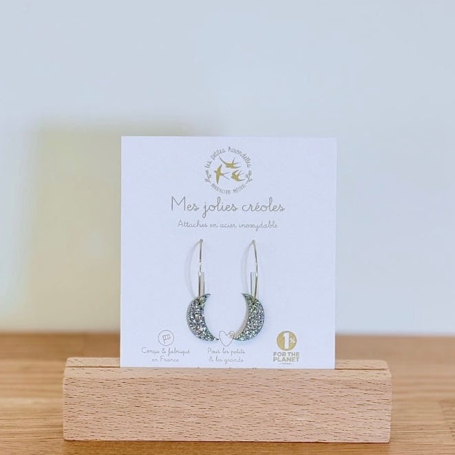 Boucles d'oreilles - Croissant de lune Les petites hirondelles La cachette de M