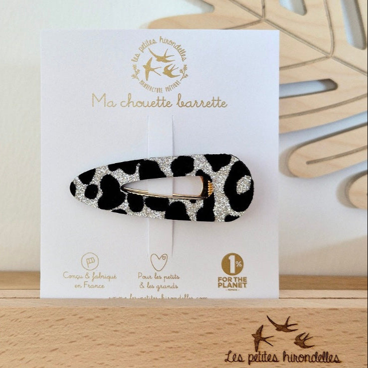 Barrette pince pailletée léopard
