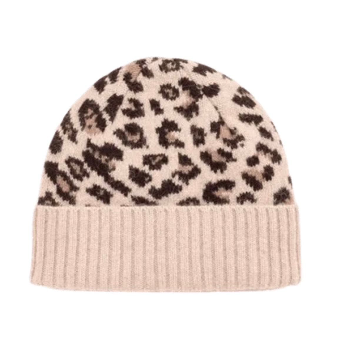 Bonnet Laine et Angora Léopard Camel