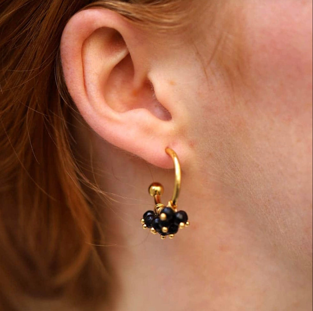 Boucles d'oreilles - créoles pampilles noires