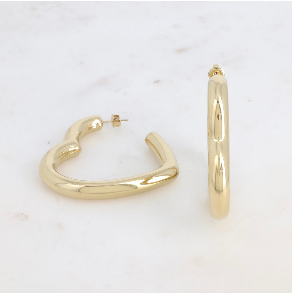 Boucles d'oreilles - Créoles coeur épaisses