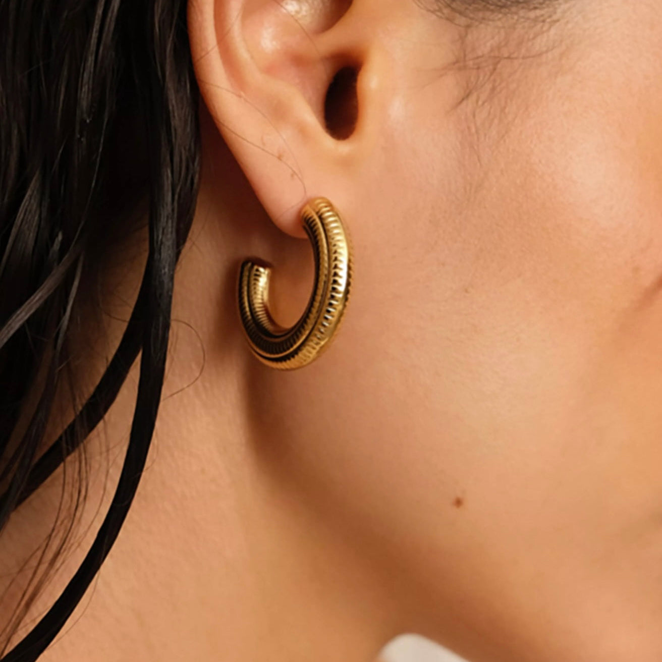 Boucles d'oreilles - Créoles traits gravés