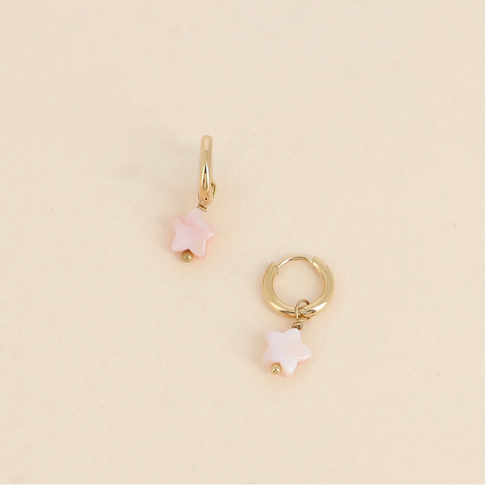 Boucles d'oreilles - Etoile nacrée rose