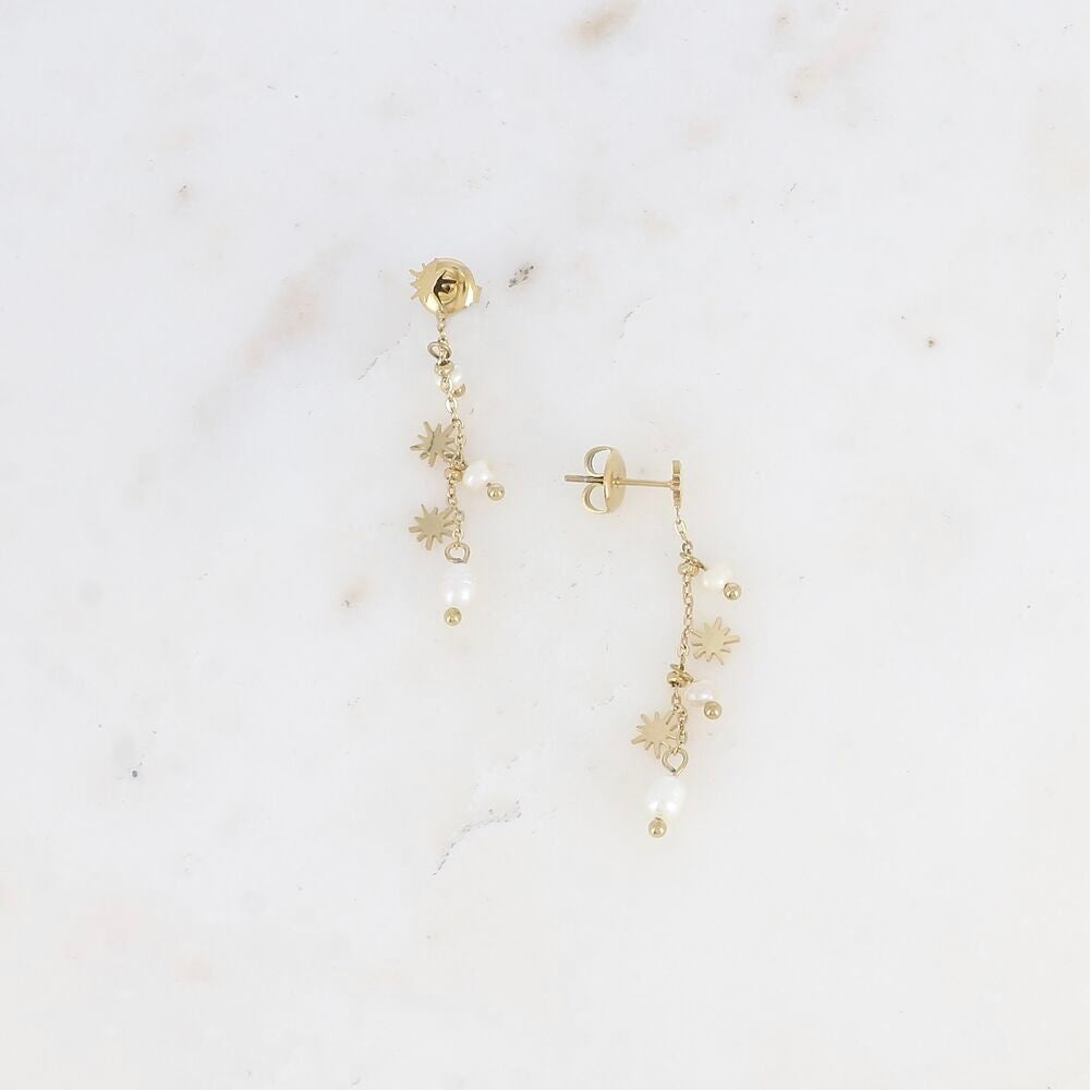 Boucles d'oreilles - Pampilles étoiles et perles d'eau douce