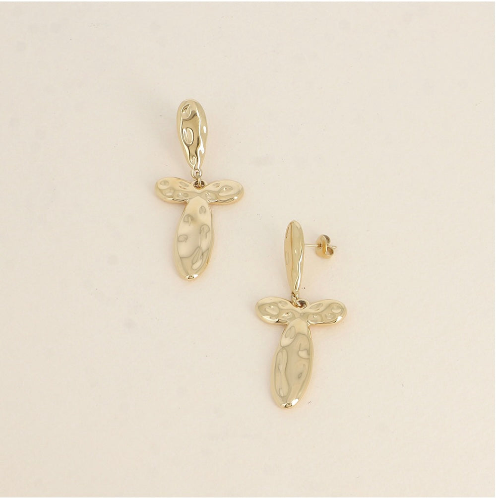 Boucles d'oreilles - Pendantes croix martelée