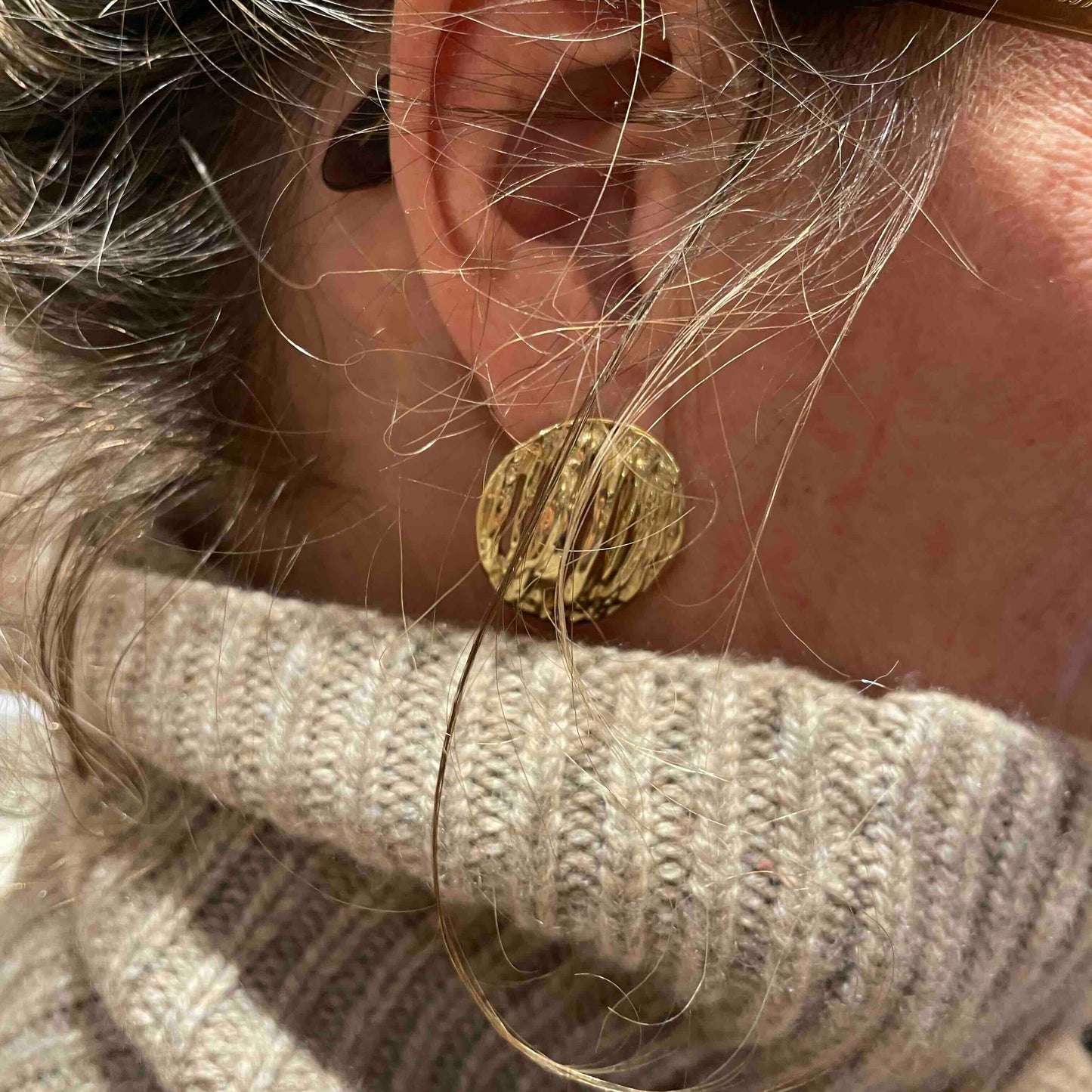 Boucles d'oreilles - Pièce ovale et texturée