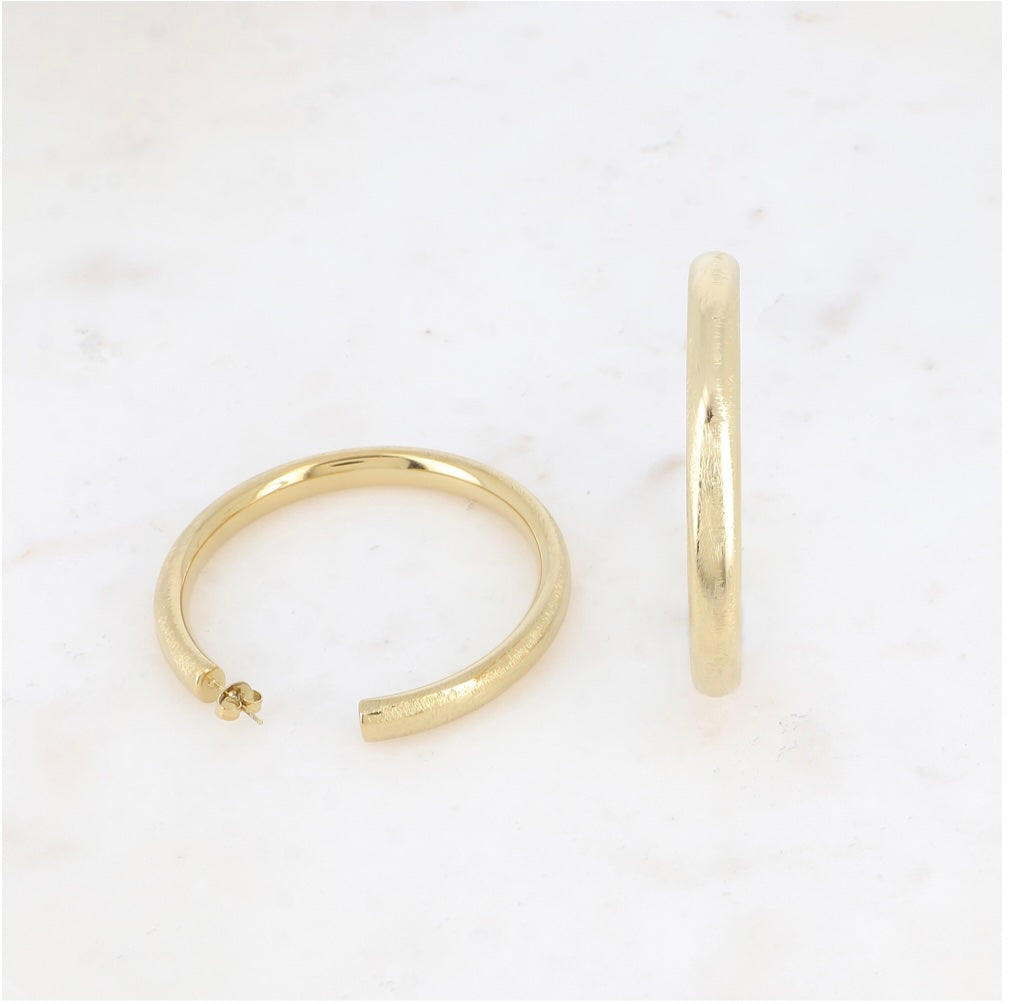 Boucles d'oreilles - créoles anneaux épais brossés