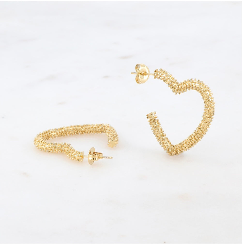 Boucles d'oreilles - créoles coeur hérissées