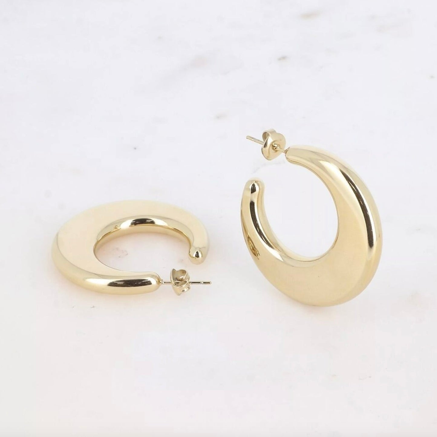 Boucles d'oreilles - créoles croissant de lune plat