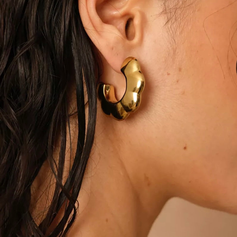 Boucles d'oreilles - créoles motif fleurs