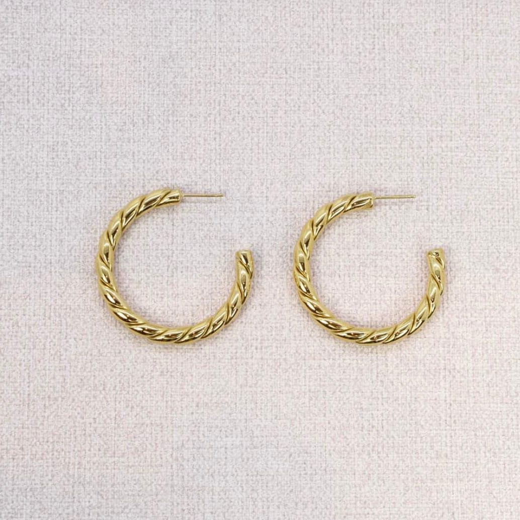 Boucles d'oreilles - grandes créoles torsadées PM