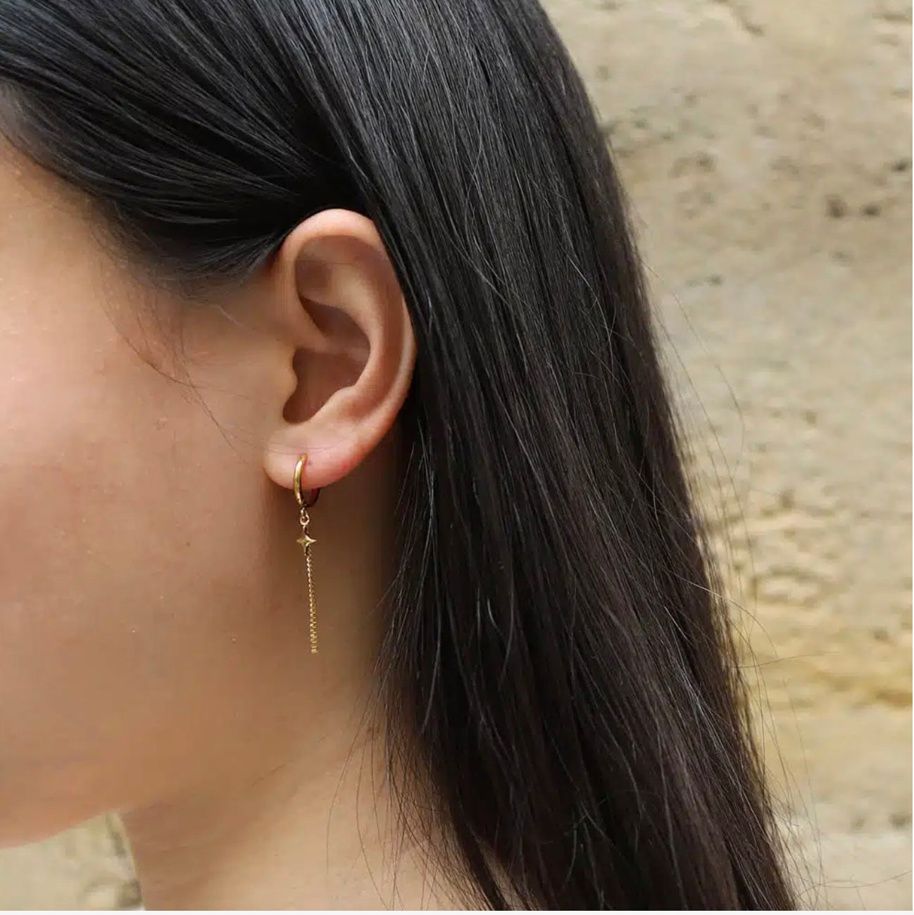 Boucles d'oreilles - mini créole chaine fine étoile