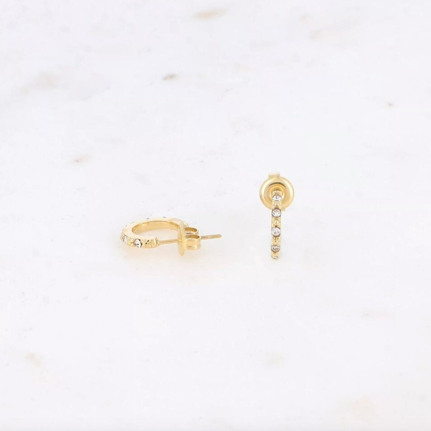 Boucles d'oreilles - mini créoles pierres de zirconium
