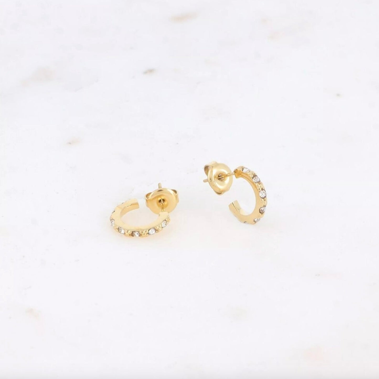 Boucles d'oreilles - mini créoles pierres de zirconium