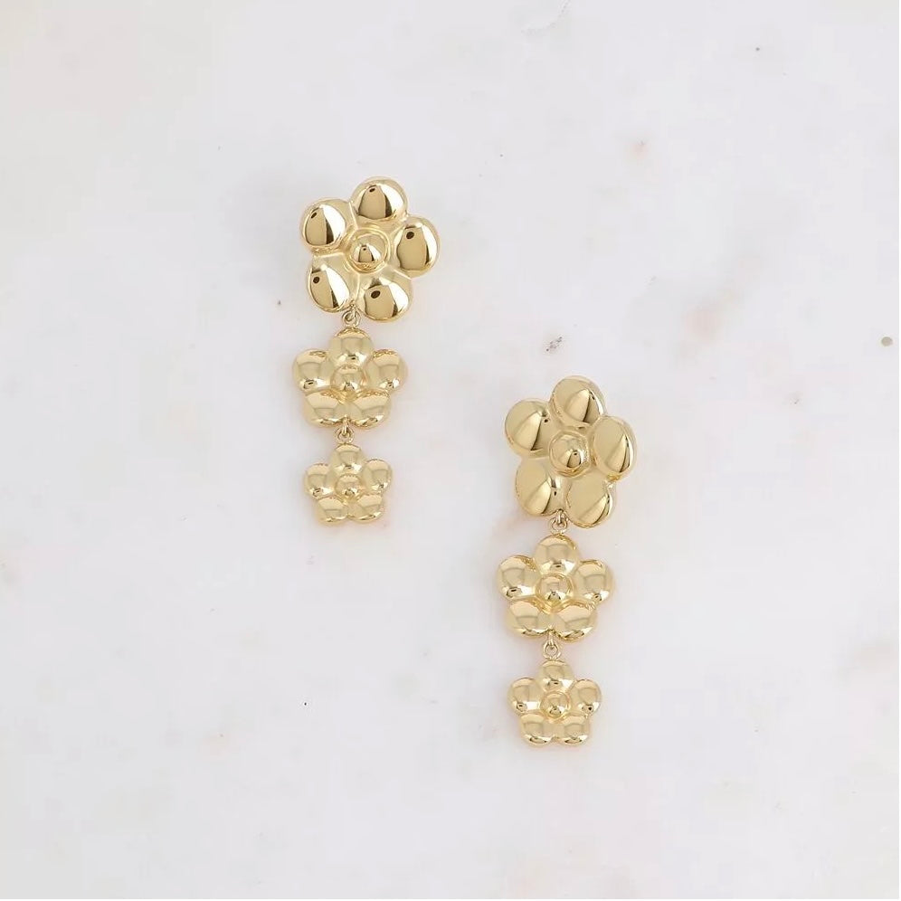 Boucles d'oreilles - pendantes 3 fleurs