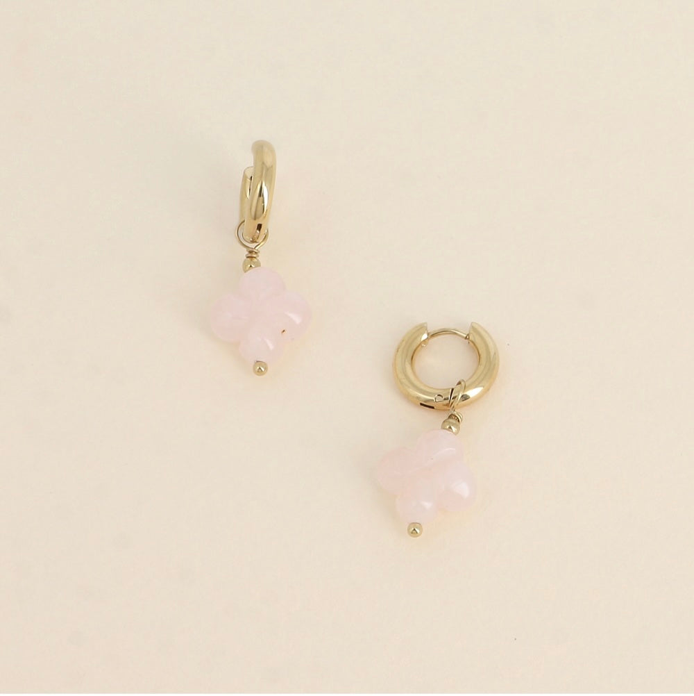 Boucles d'oreilles - trèfle pierres naturelles