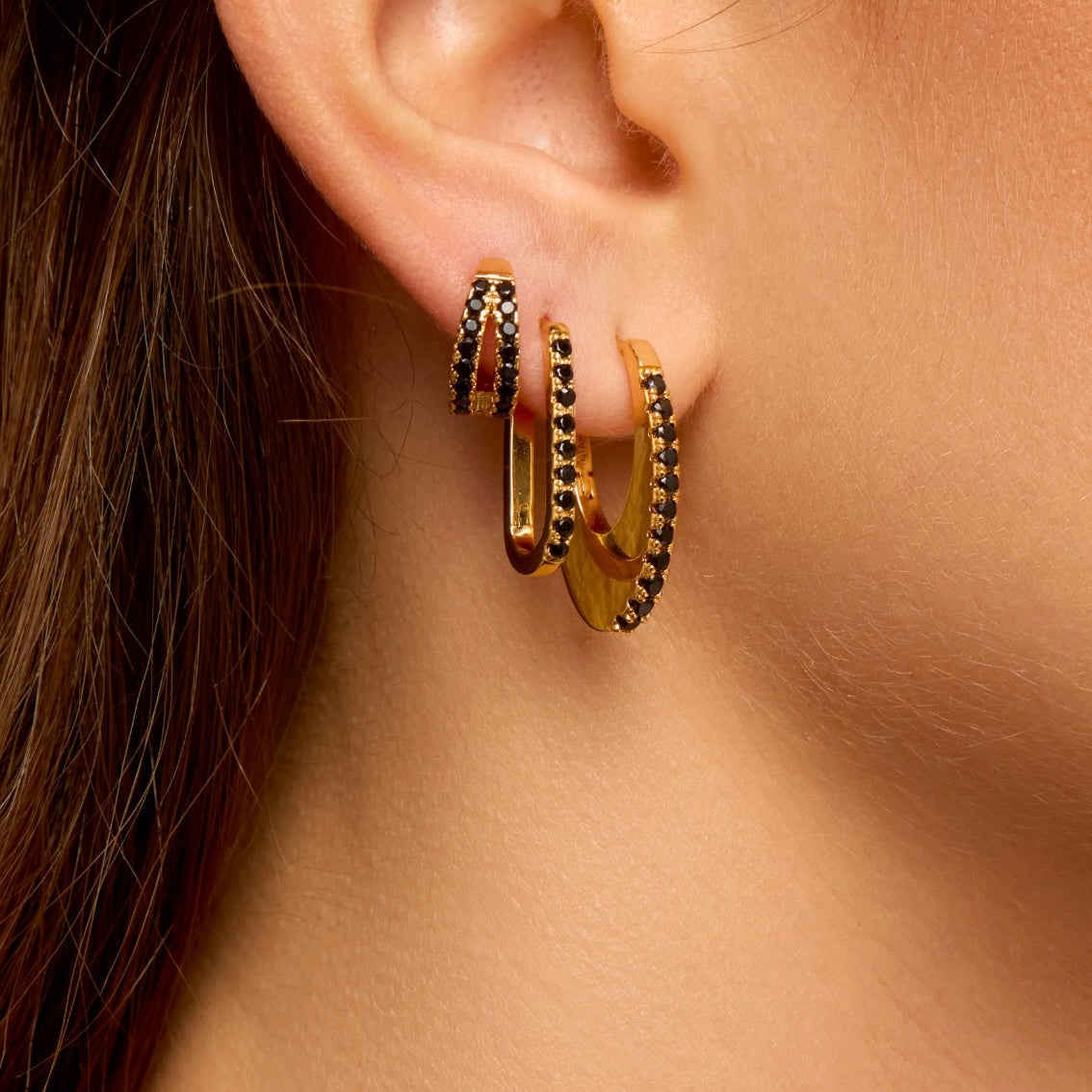 Boucles d'oreilles Black double dehli
