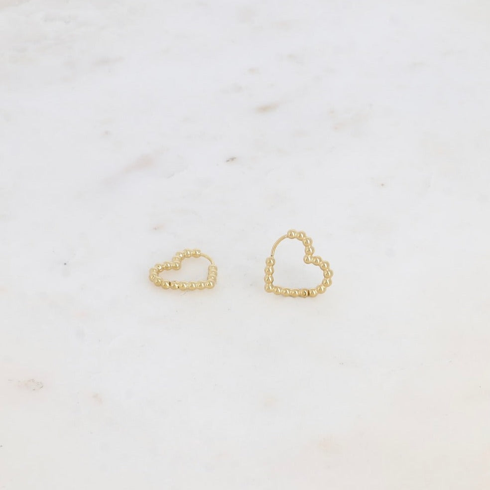 Boucles d'oreilles créoles coeur effet boules