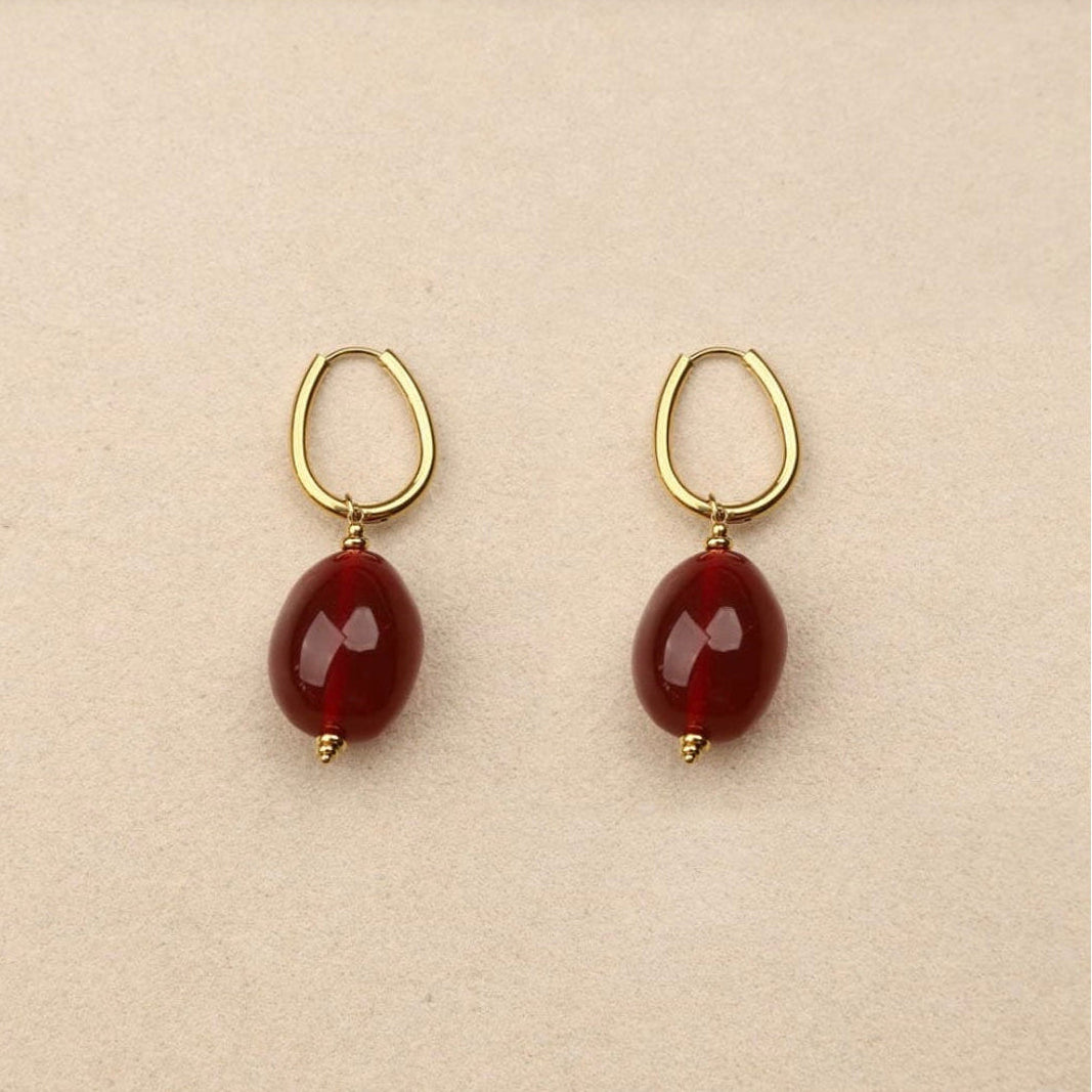 Boucles d'oreilles créoles ovales beans résine