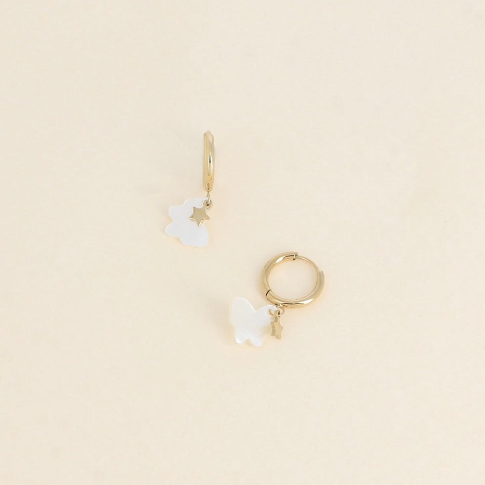 Boucles d'oreilles papillons acétate nacré étoile