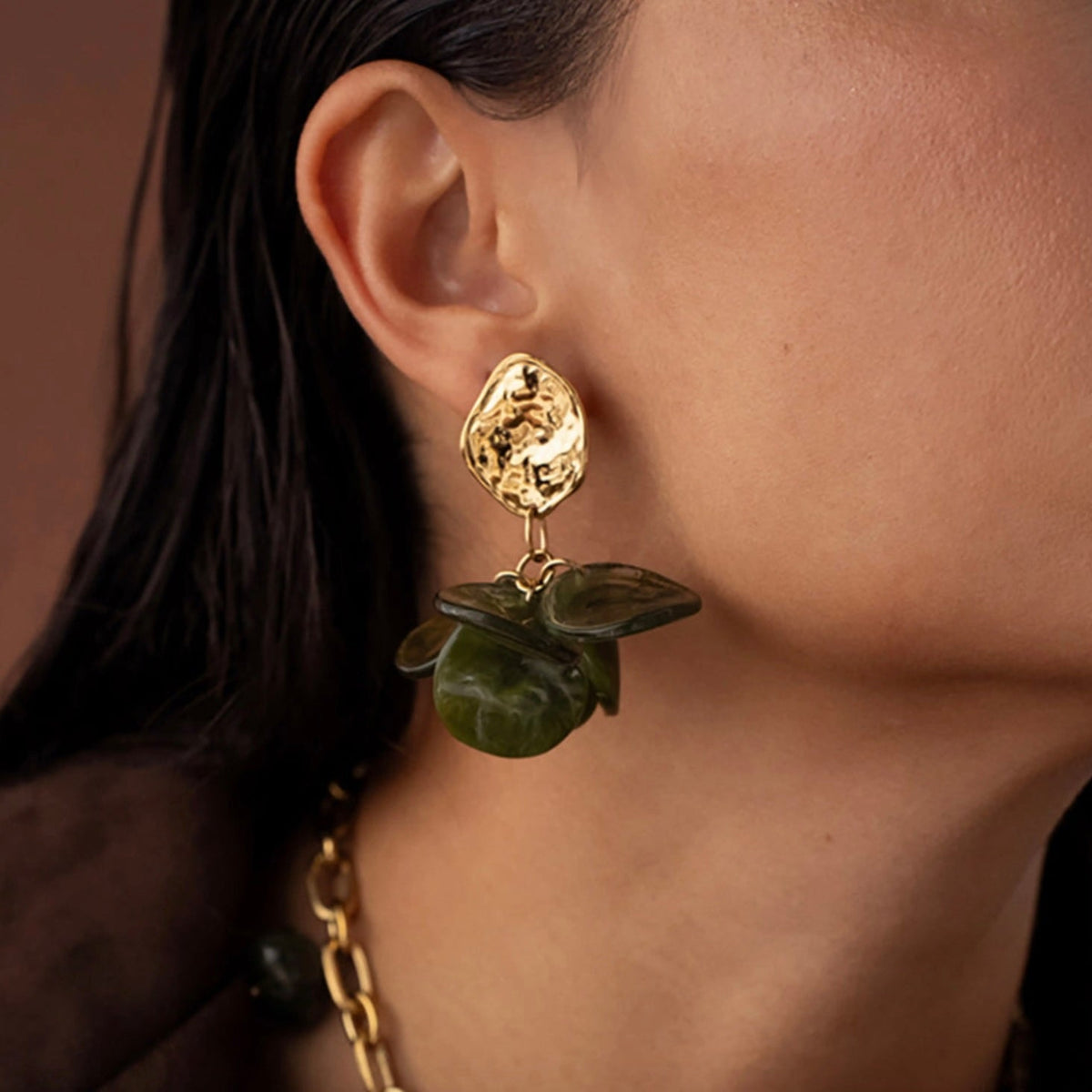 Boucles pendantes pendantes pétales en acétate