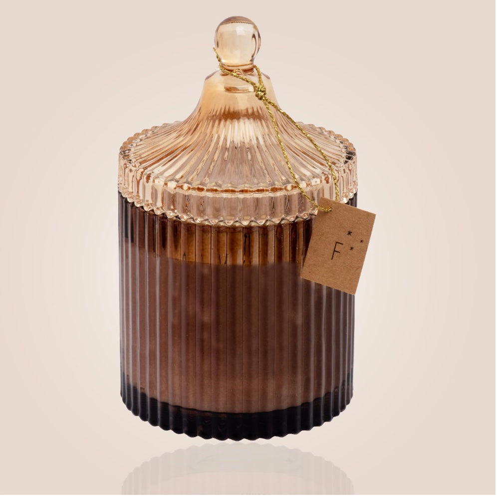 Bougie Bonbonniere ambrée - Cachemire Tonka, 400g