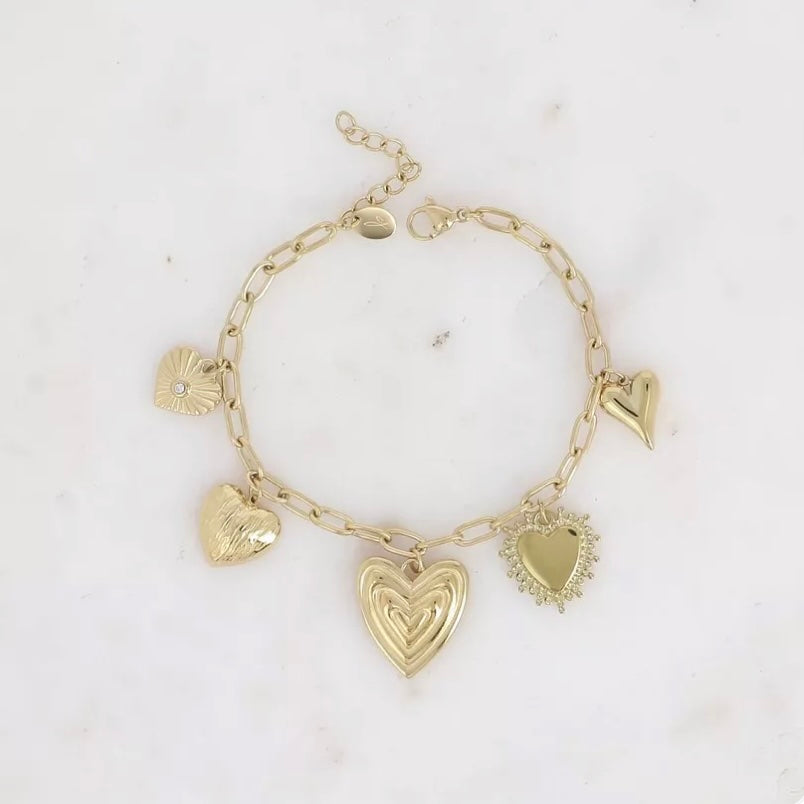Bracelet - multi breloques coeurs