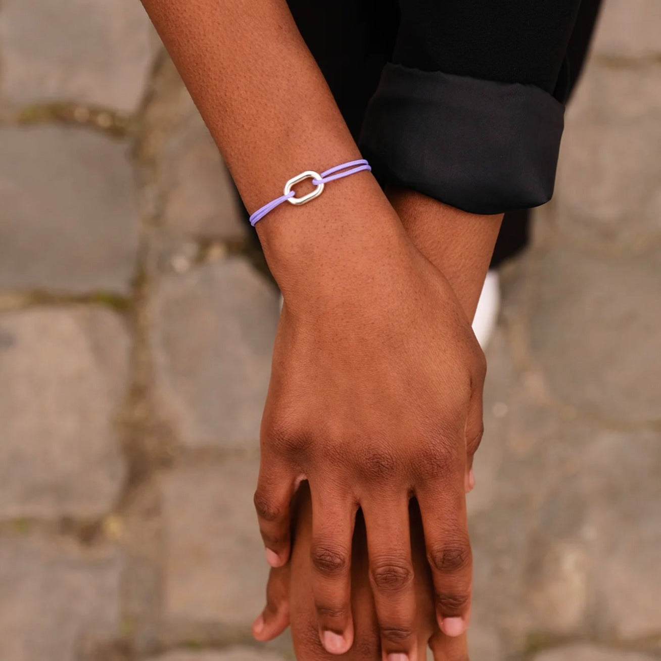 Bracelet Maillon 16mn plaqué argent - lien fin Lila