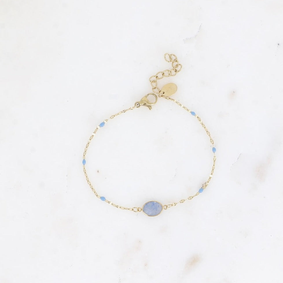Bracelet chaine émaillée pierre ovale