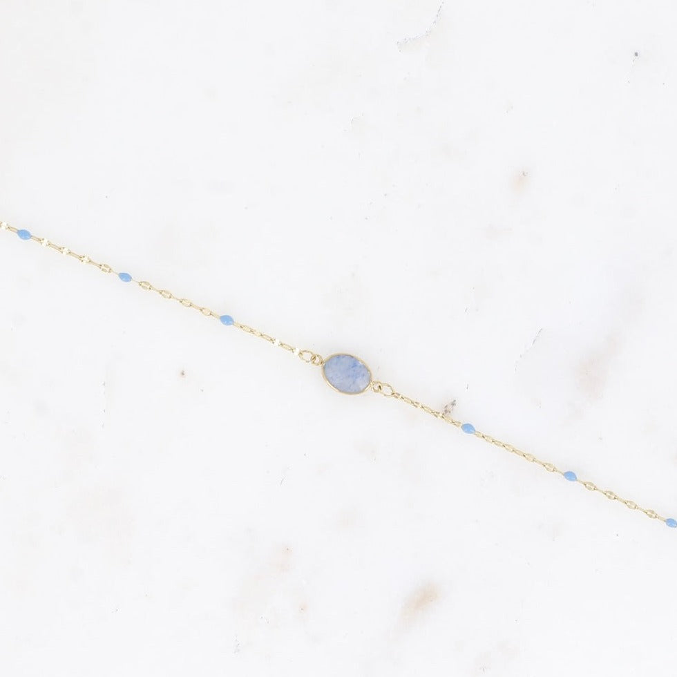 Bracelet chaine émaillée pierre ovale