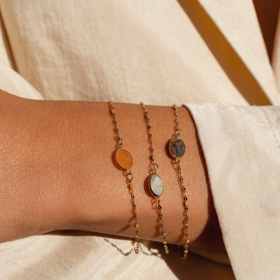 Bracelet chaine émaillée pierre ovale