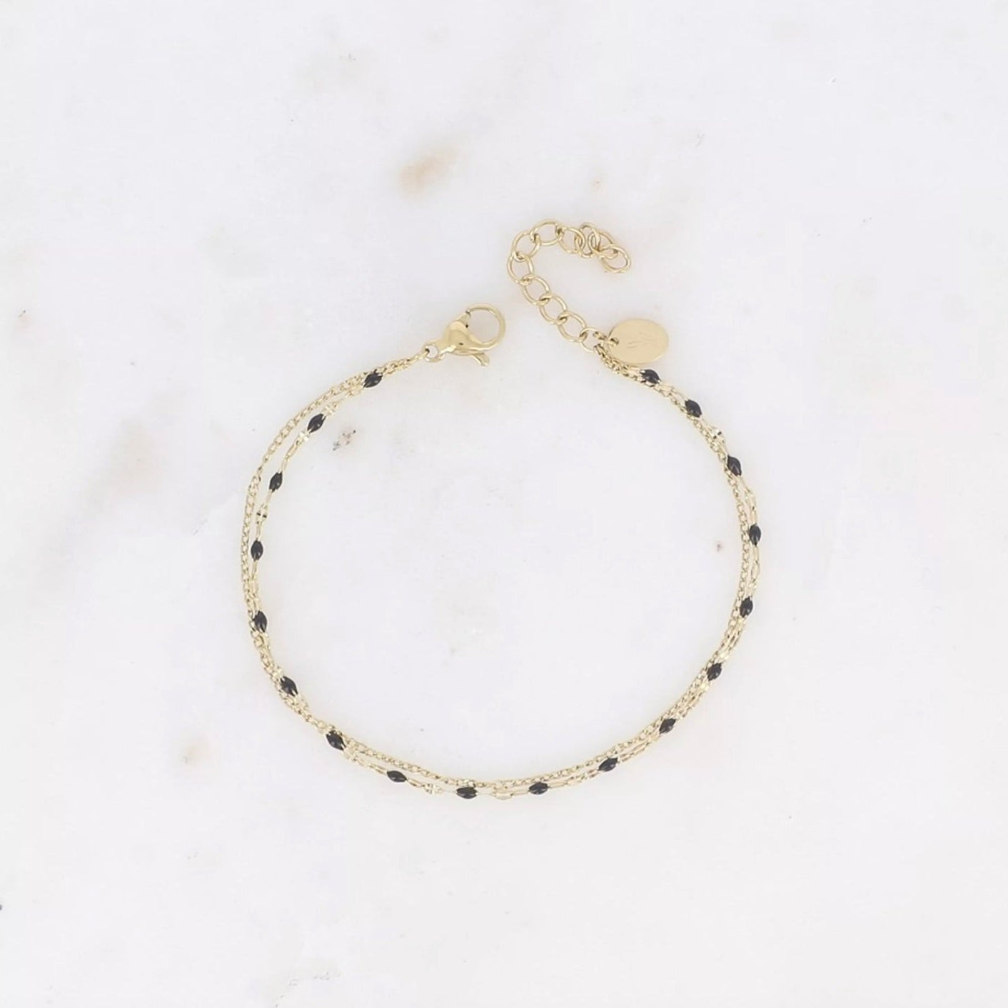 Bracelet double chaines emaillées couleur