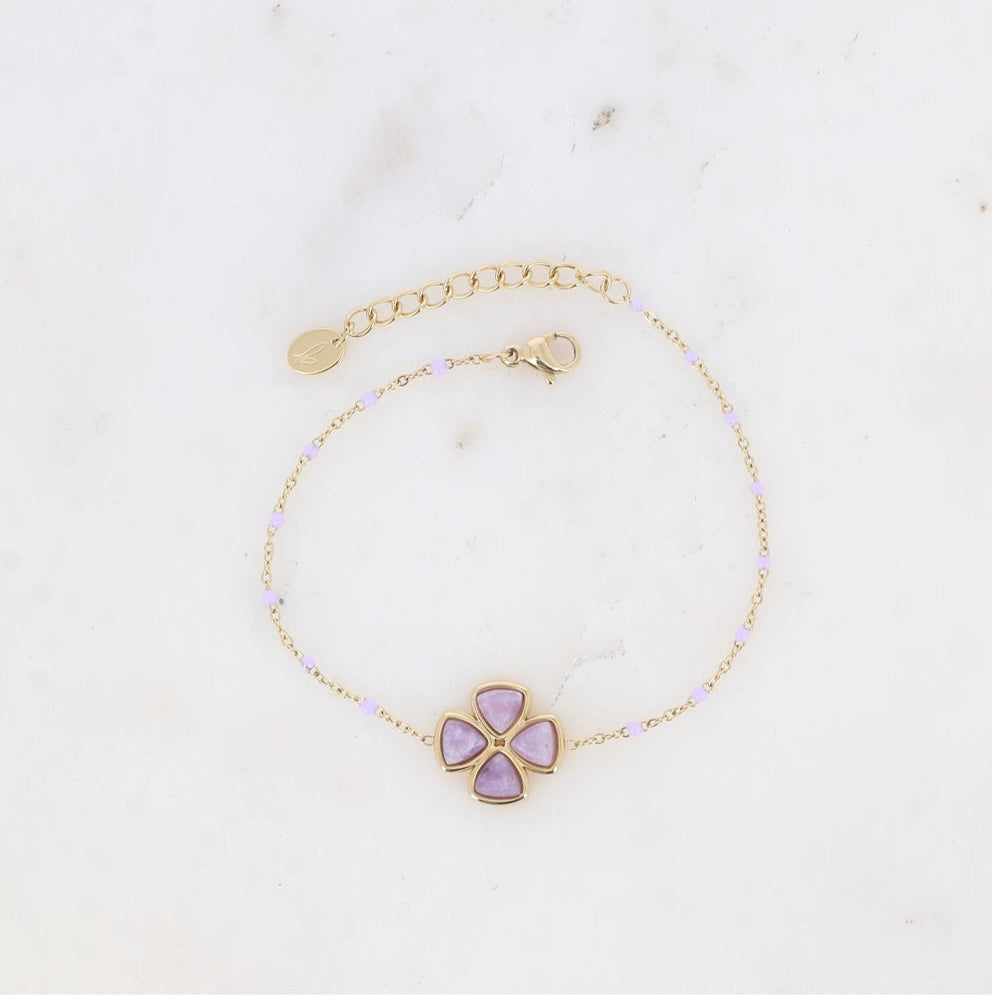 Bracelet trèfle pierres naturelles