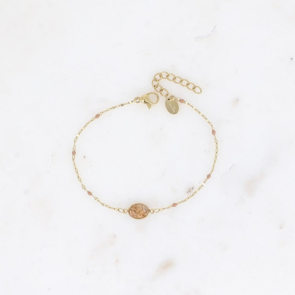 Bracelet chaine émaillée pierre ovale
