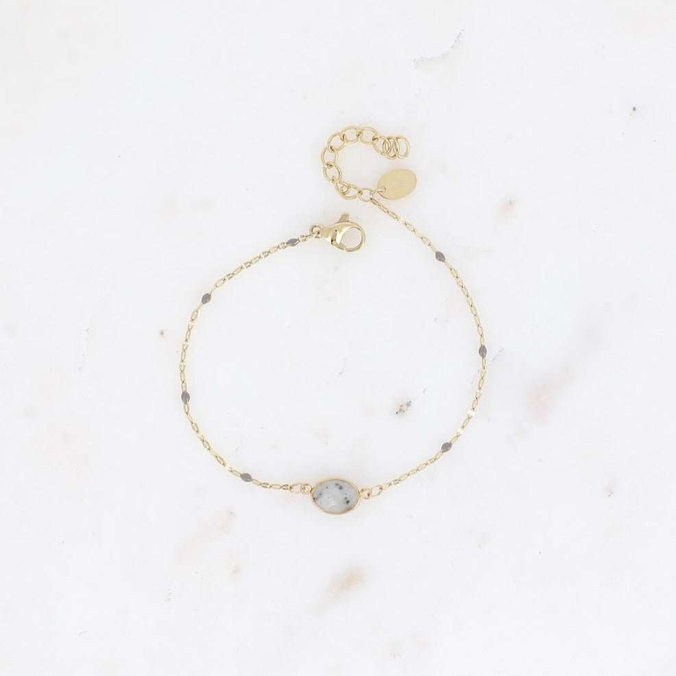 Bracelet chaine émaillée pierre ovale
