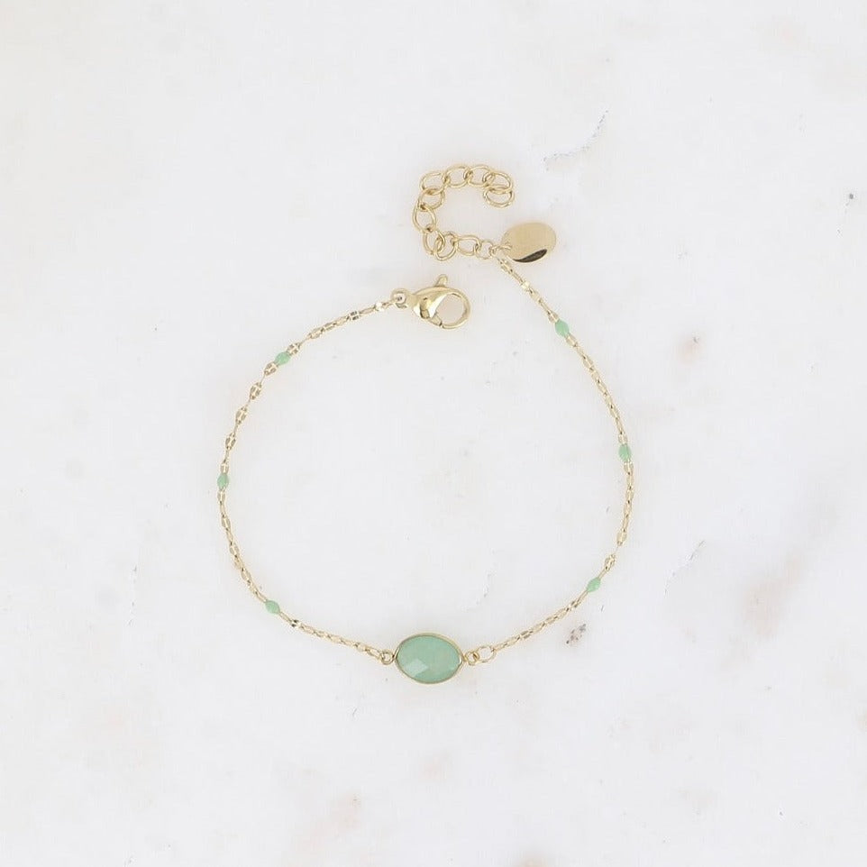Bracelet chaine émaillée pierre ovale