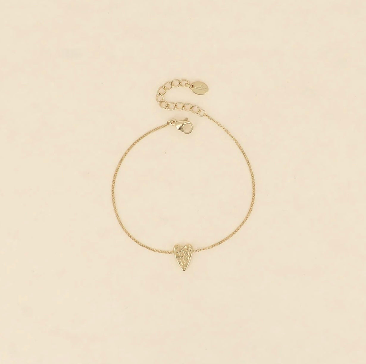 Bracelet doré coeur texturé