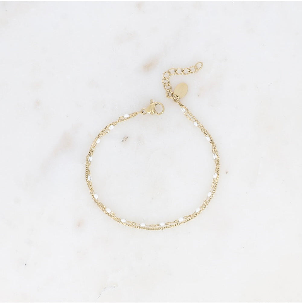 Bracelet double chaines emaillées couleur