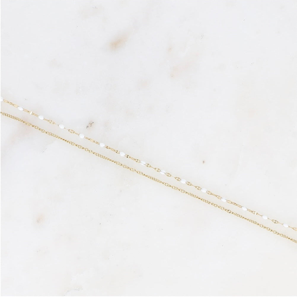 Bracelet double chaines emaillées couleur