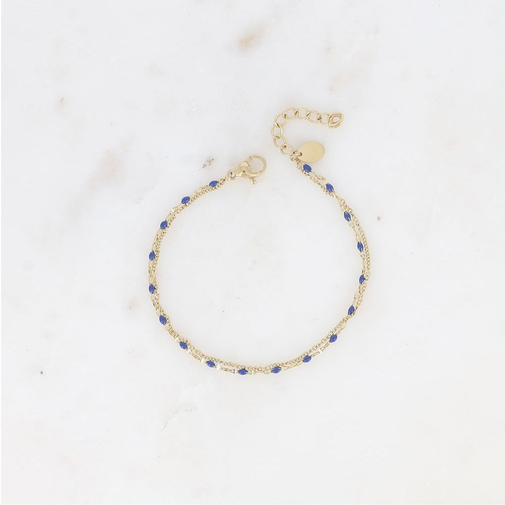Bracelet double chaines emaillées couleur