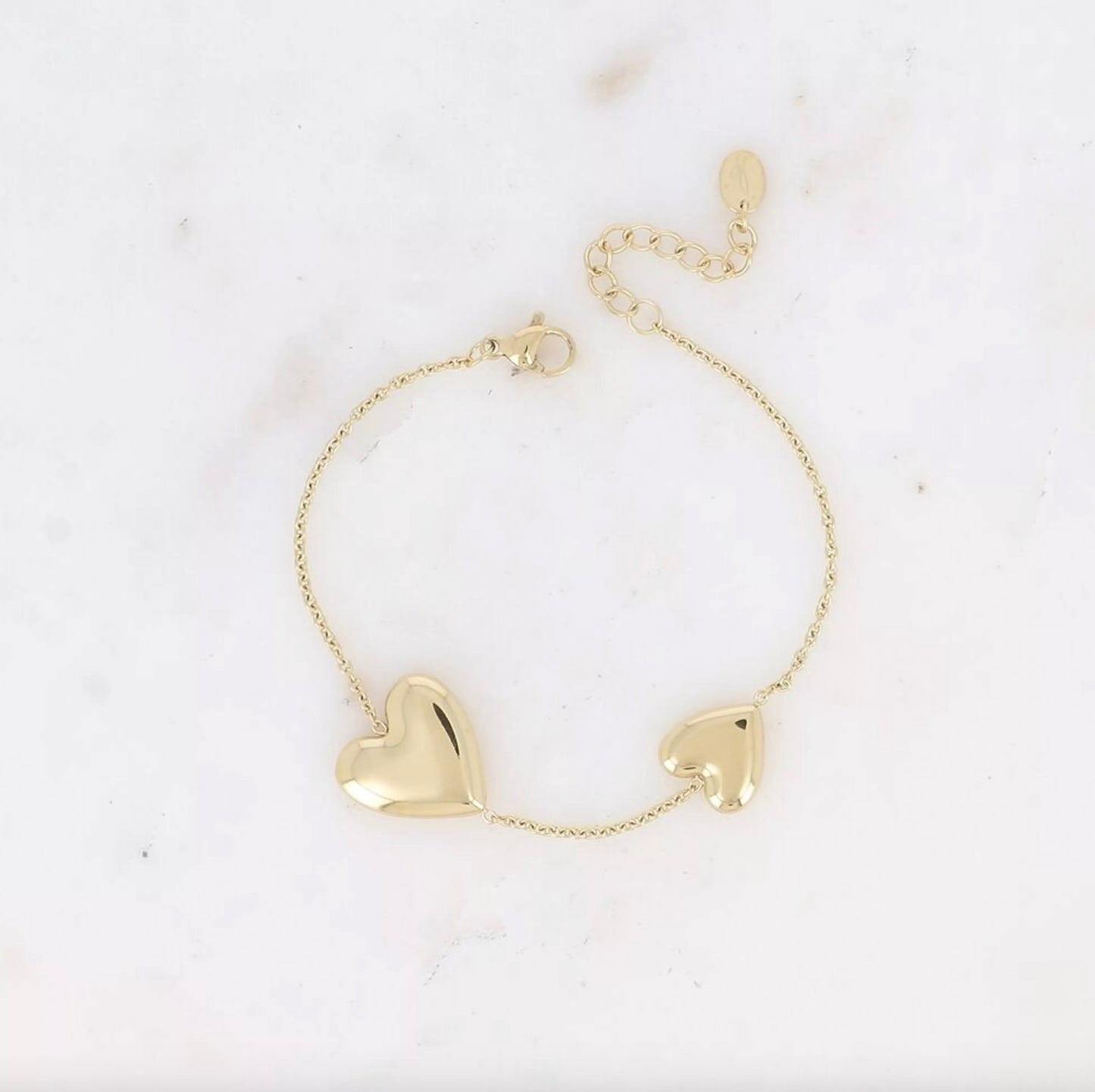 Bracelet double coeur lisse doré