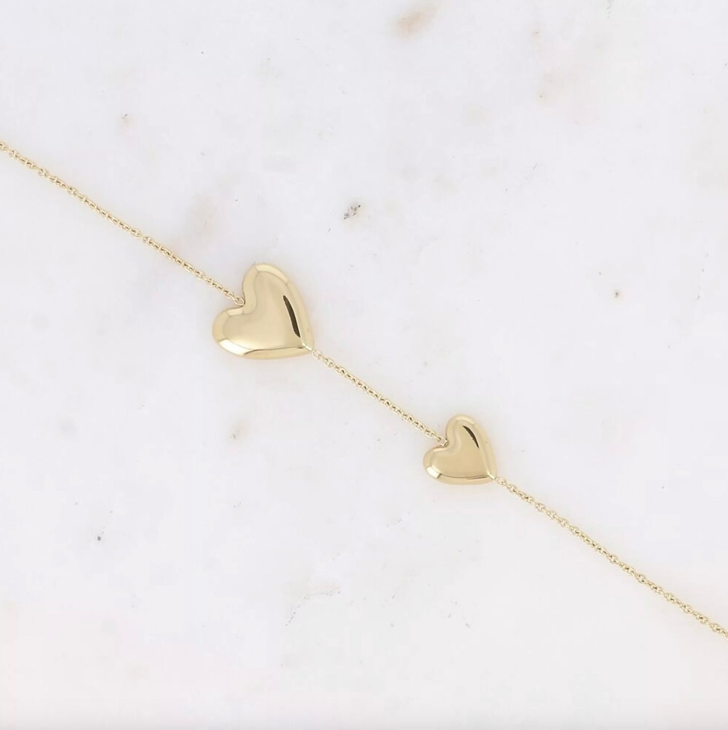 Bracelet double coeur lisse doré