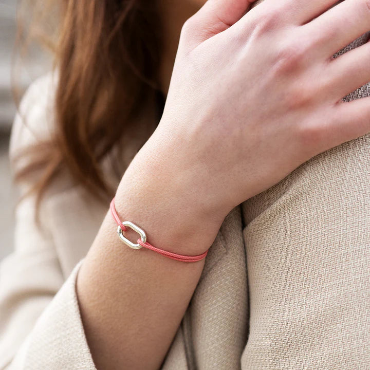 Bracelet Maillon 16mn plaqué argent - lien fin rose cerise