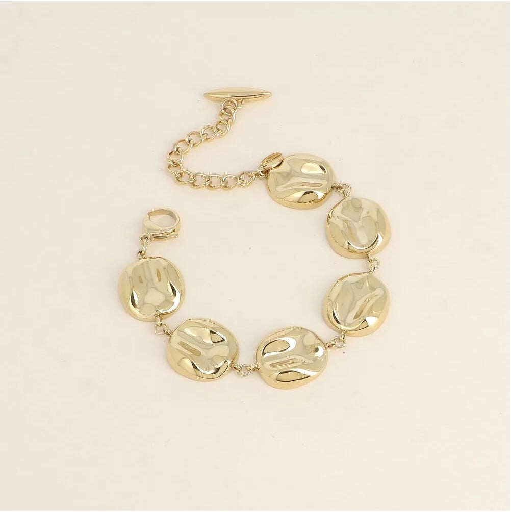 Bracelet maillons ronds martelés
