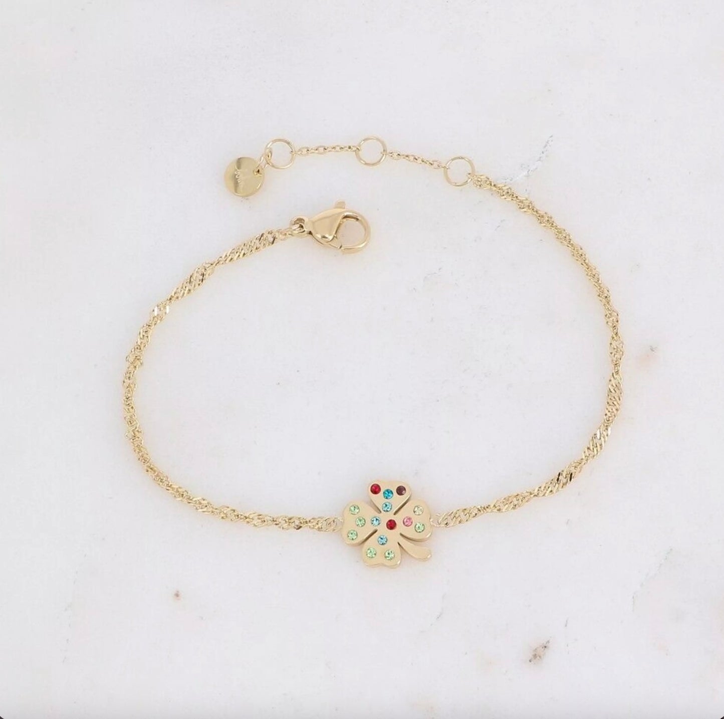Bracelet trefle pierre multi color