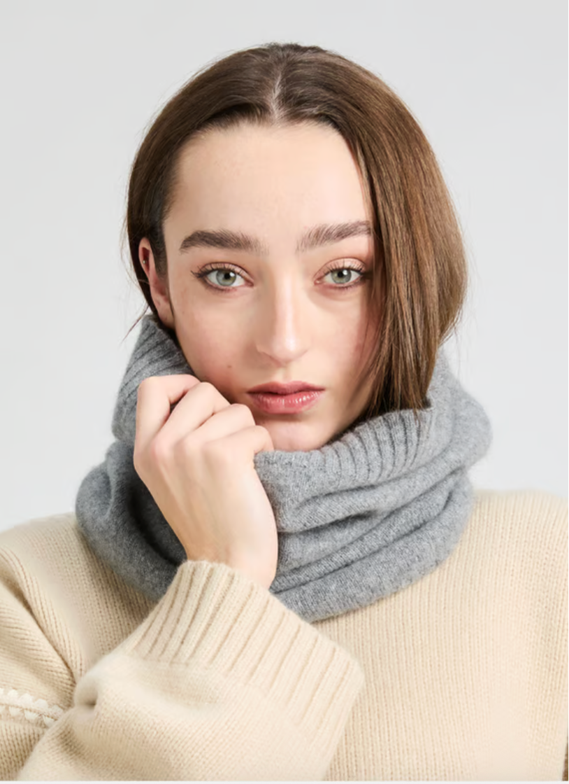 Cache col Laine et Angora gris meteor