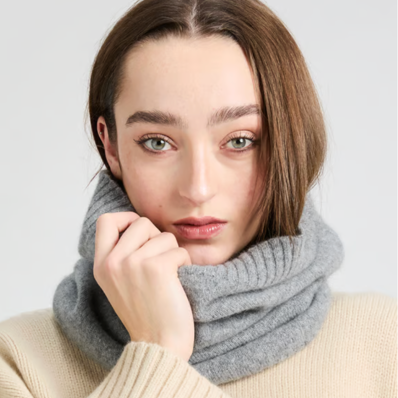 Cache col Laine et Angora gris meteor