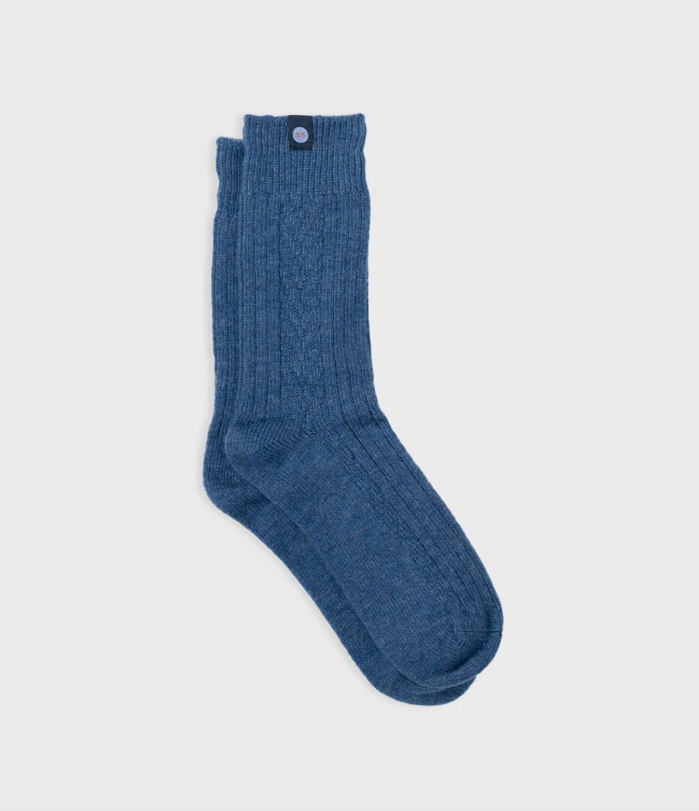 Chaussettes chaude laine bleu