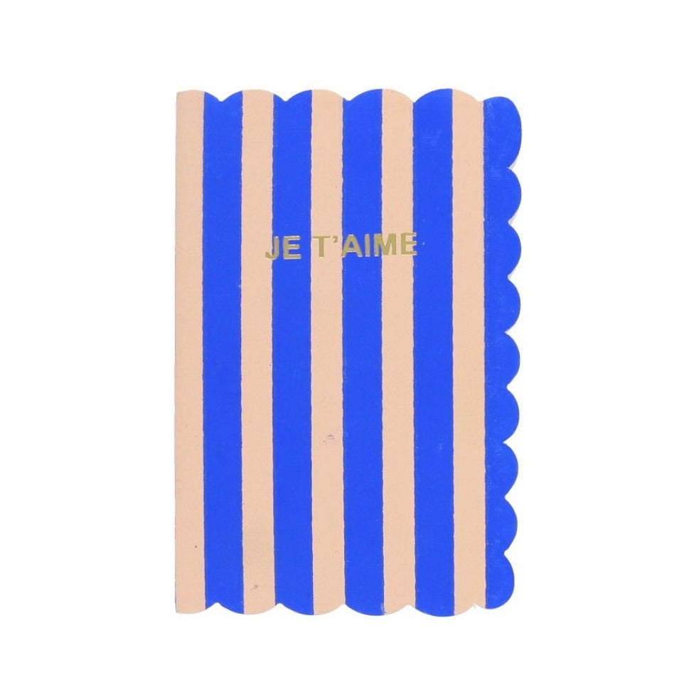 Carnet rayé bleu je t'aime
